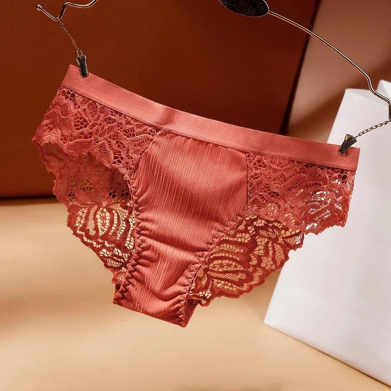 Product Introduction of Fashion Women Lace Flowers Panties Underwear Soild Color Soft Briefs Breathable Seamless Lingerie Female Low Waist Underpants 8