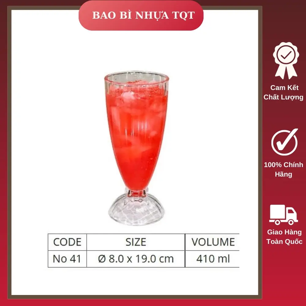 ￼￼Sỉ Ly nhựa sinh tố, Ly trà sữa, Ly kem trong suốt kiểu cao Acrylic , Ly acrylic No 41, No 46, Bọc chống sốc kỹ - Bao bì nhựa TQT