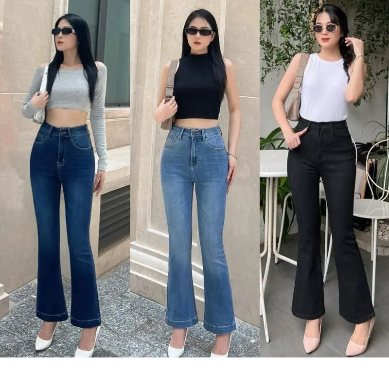 Quần Jean  loe nữ mẫu mới fom ôm ống loe thời trang -quần loe nữ chất jean  Women Pants