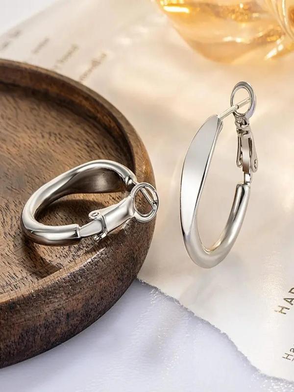 Minimalist Plain Color Hoop Earrings, Fashionable Earrings for Women & Girls, Trendy All-match & Exquisite Jewelry for Birthday Gift 4