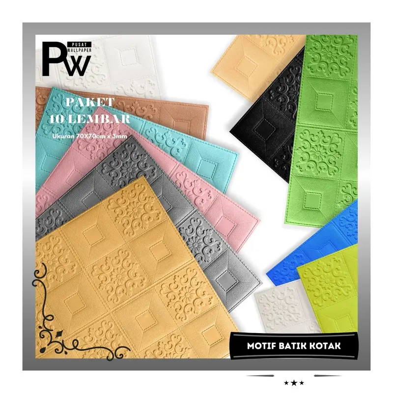 PAKET 10 LEMBAR [SERI C - 3MM] Wallfoam Dinding Dekorasi Ruangan 3D / Wallpaper Foam Motif Batik Untuk Plavon 0