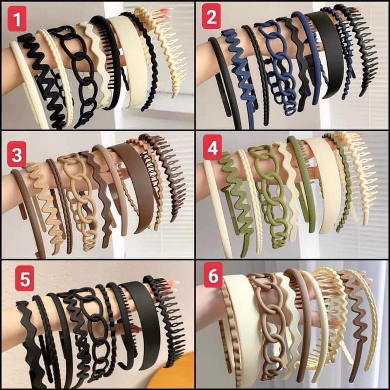 ￼Set 9 Bờm Tóc NOVSET, Xược Phong Cách Hàn Quốc, ￼Băng Đô Rửa Mặt Bằng Nhựa Nhám Màu Đen Phong Cách Hàn Quốc Cho Nam Nữ