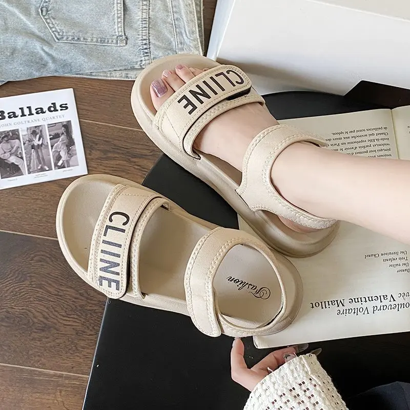 Dép Đế Dày, Tăng Chiều Cao, Dành Cho Nữ, Phong Cách Cổ Điển Pháp, Giày La Mã, Thích Hợp Cho Mùa Hè, Có Thể Mặc Với Váy, Siêu Phổ Biến, Năm 2025, Có Thể Mặc Ngoài Trời, HK 1