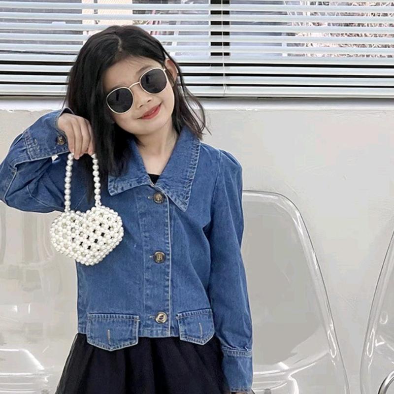 Túi Cầm Tay Kết Hạt Trai Nhân Tạo Màu Trắng Kem Cho Bé Balo Tim/Đeo Chéo 5