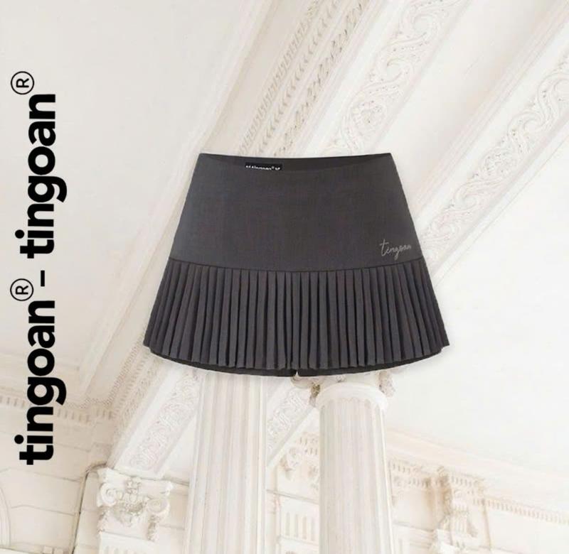 TINGOAN - Chân váy xám cạp thấp phối xếp ly nhí PRETTY BOO SKIRT/GR
