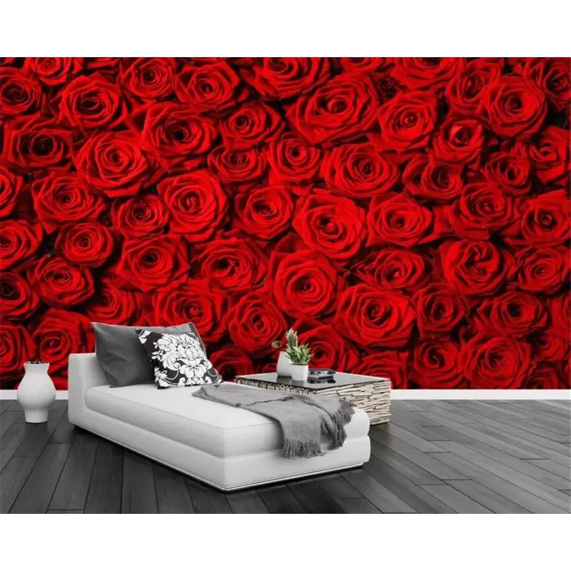 Custom 3d wallpaper red rose full mural home decoration yellow rose ...