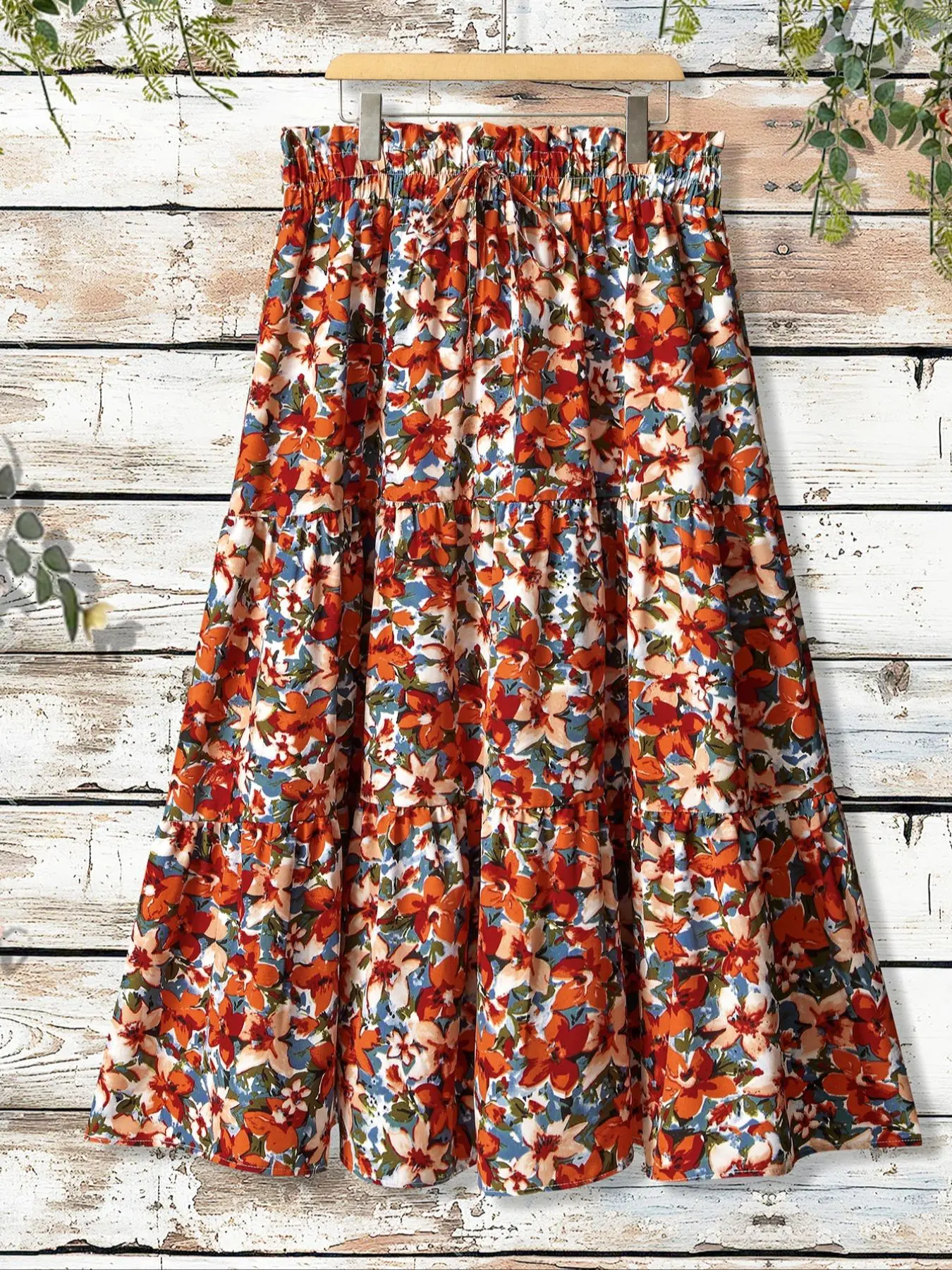 【 Plus Size】 All Over Floral Print  Skirt, Elegant Fashion Casual Skirt for Daily Outdoor Wear, Women Clothing for All Seasons