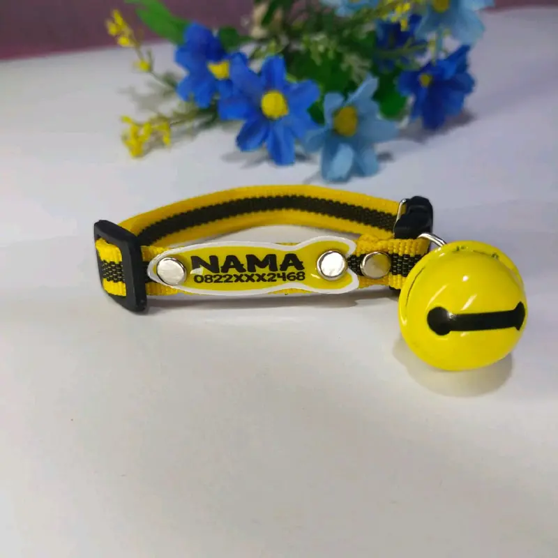 Kalung kucing custom nama, lonceng 22mm 3