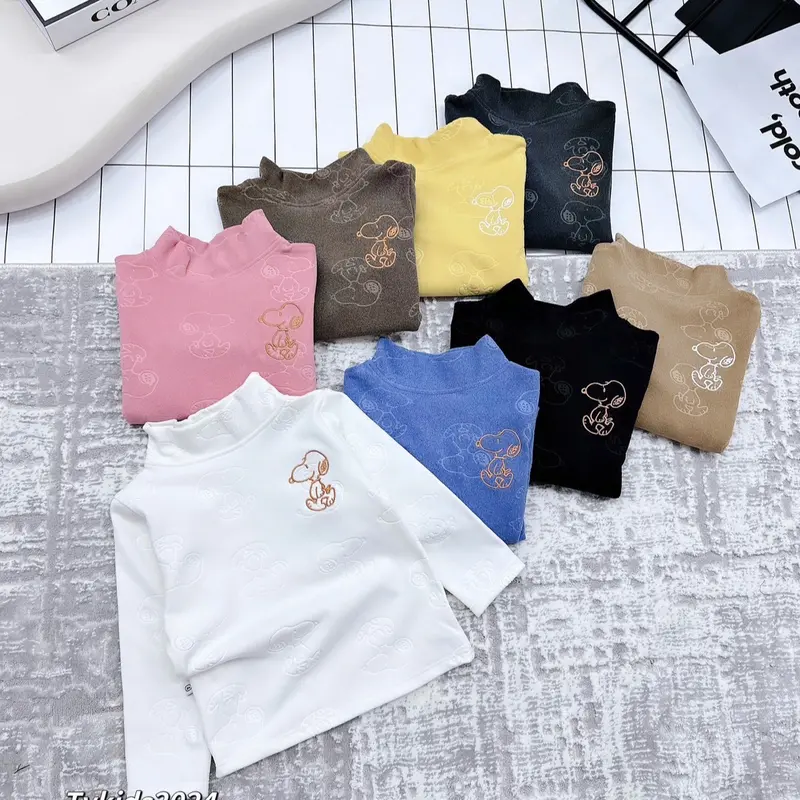 Áo giữ nhiệt nỉ nhung cho bé logo chú cún thêu siêu xinh size từ 7kg đến 20kg 1