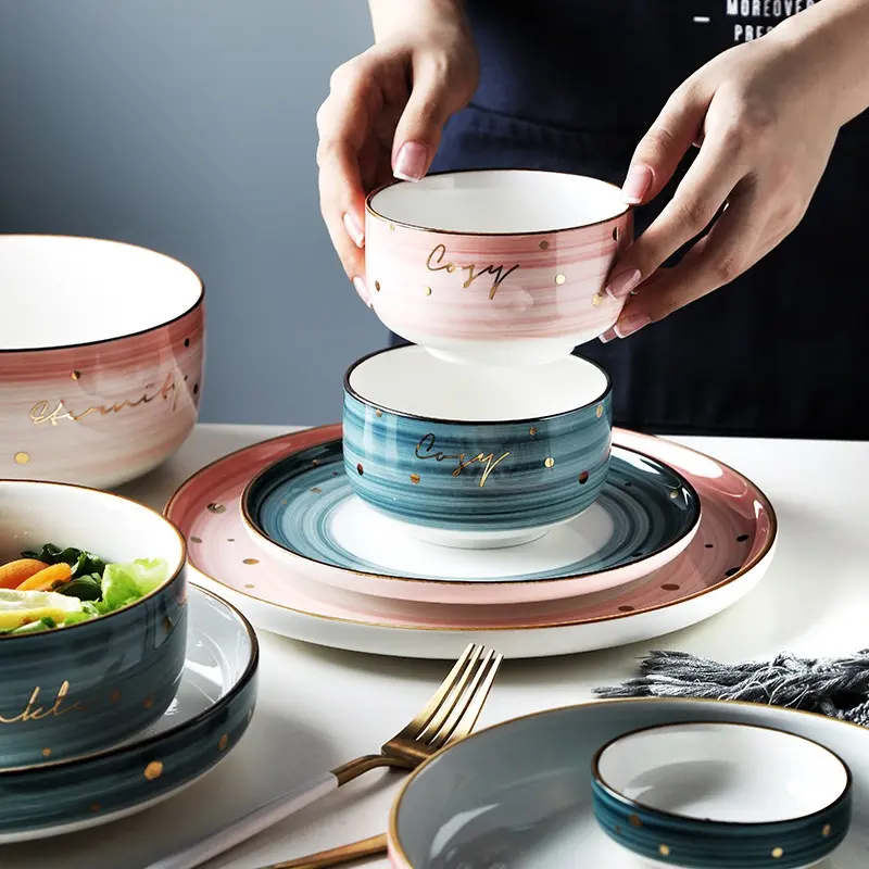 Dishes and dishes set Nordic creative personality household light luxury ceramic dishes and dishes exquisite ins Internet celebrity tableware