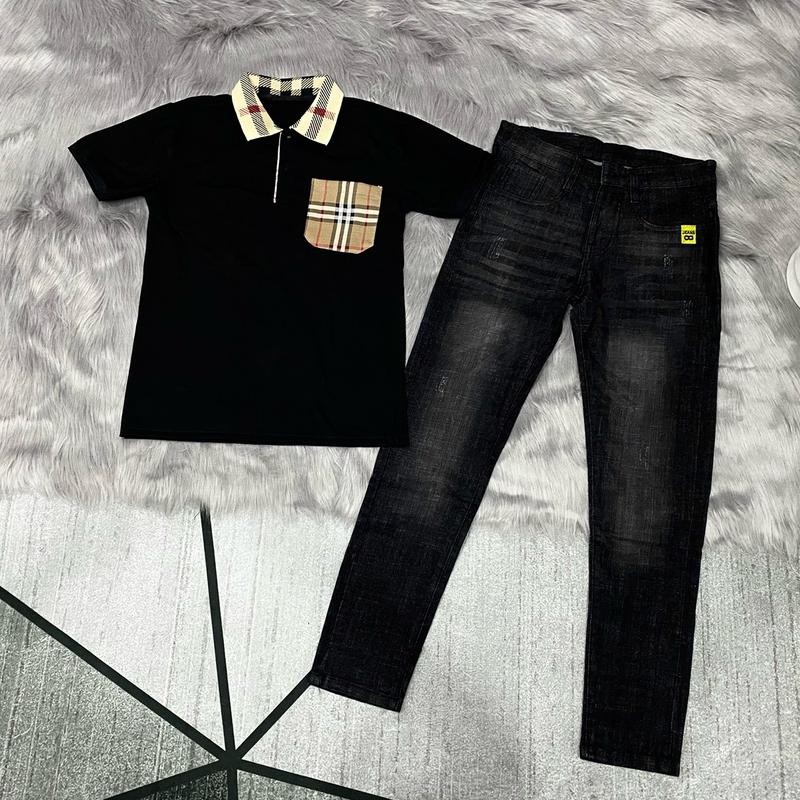 Sét Quần Jean Dài Và Áo Polo Phối Cổ Có Túi Menswear Pants
