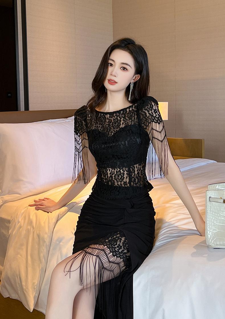 Product Introduction of Áo Sơ Mi Ren Thiết Kế Hotie Kiểu Pháp, Tay Áo Tua Rua Nhìn Xuyên Thấu, Hàng Mới Về, 20504 Nữ Top Women Shirt Umi 14