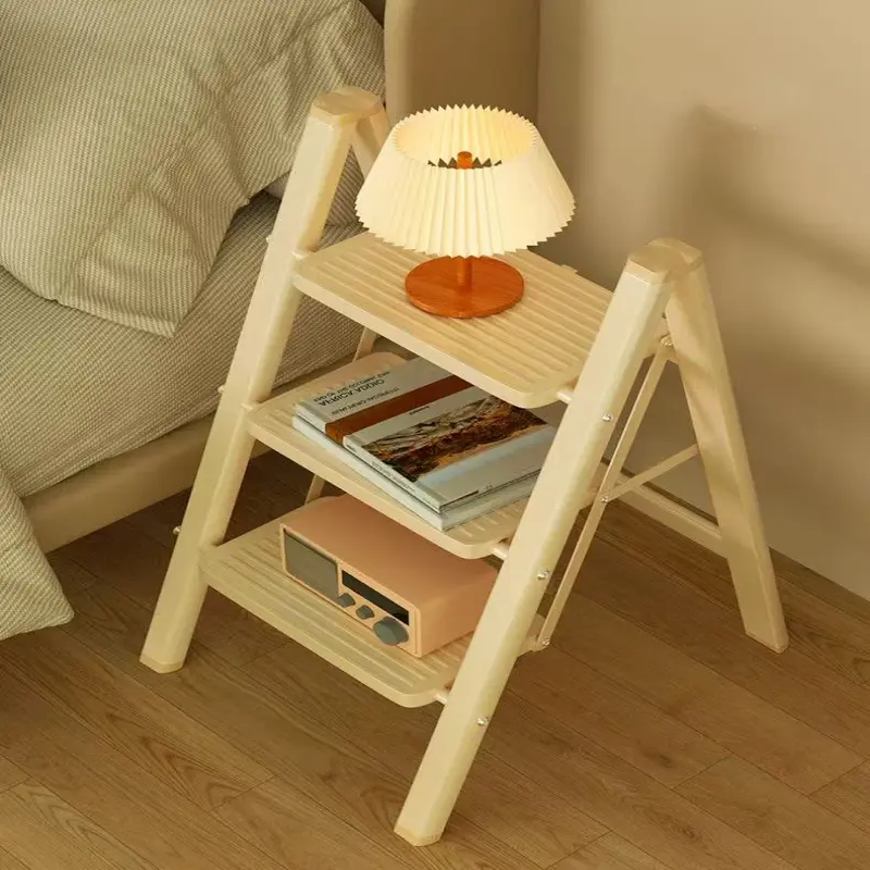 XiaoZhou-Ladder Folding Ladder 3/4 Step Household Carbon Steel Kitchen Foldable White Step Ladder Step Stool