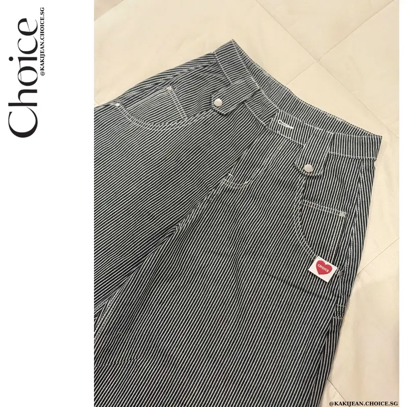 [NEW COLOR] Quần Kaki Sọc Đen Trắng Phong Cách Dài Ống Rộng CHOICE.SG-BlueStripe Kaki 0