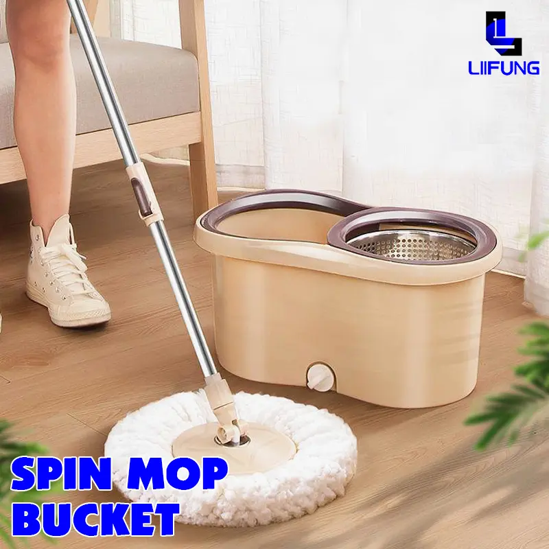 Set Alat Pel Lantai Super Mop Dengan Ember Pencuci Putar Kain Pembersih 1