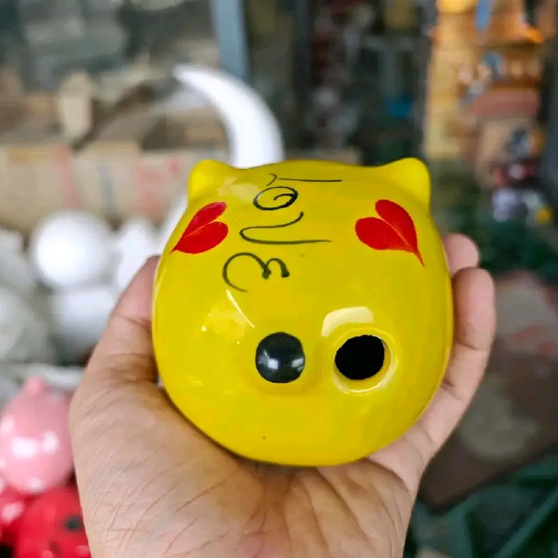 Heo Đất Mini Lỗ Tròn Gốm Sứ Bát Tràng Ống Tiết Kiệm Đựng Tiền 2
