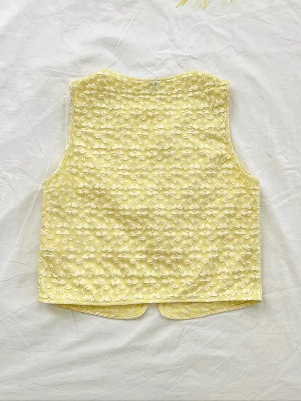 Women's Ditsy Floral Embossed Vest, Boho Sleeveless Top for Daily Holiday Vacation Wear, Ladies Clothes for All Seasons 1
