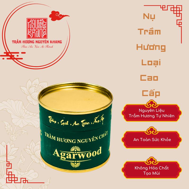 Trầm Hương Nguyên Khang - Nụ Trầm Hương Loại Cao Cấp Thơm Ngọt Dịu 50gram Hộp Xanh An Toàn Sức Khỏe Không Hóa Chất Tạo Mùi Agarwood