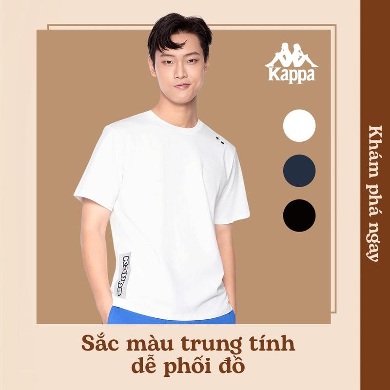 Kappa Áo Thun Nam Tay Ngắn Cao Cấp KOAE2TD02 Menswear Cổ Tròn Nhung