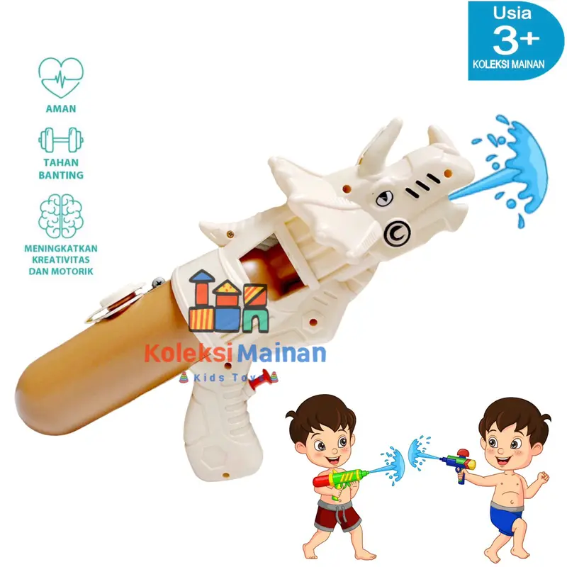 Mainan Anak Water Gun Dinosaurus Triceratops Tembak Tembakan Air Dino 0