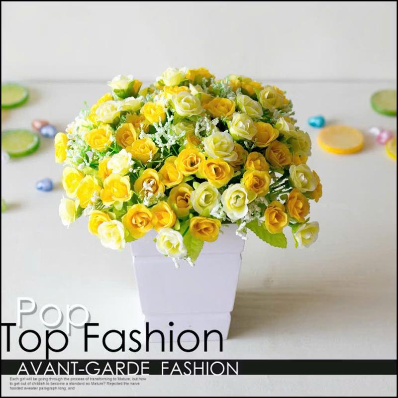 Cụm Hoa Hồng Nhí bông nở, 1 Cành 21 Bông hoa, cao 30cm decor cắm bình để bàn 3