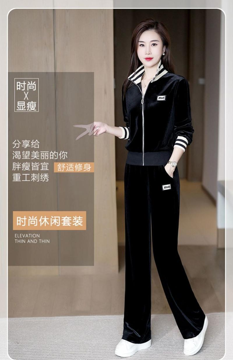Product Introduction of Bộ Đồ Thể Thao, Nhung Vàng, Dành Cho Nữ, Mùa Xuân Và Mùa Thu, European Station, Ngoại Cỡ, Thời Trang Và Phong Cách, Trẻ Trung, Quần Ống Rộng, Bộ Hai Mảnh, Hàng Mới Về 4