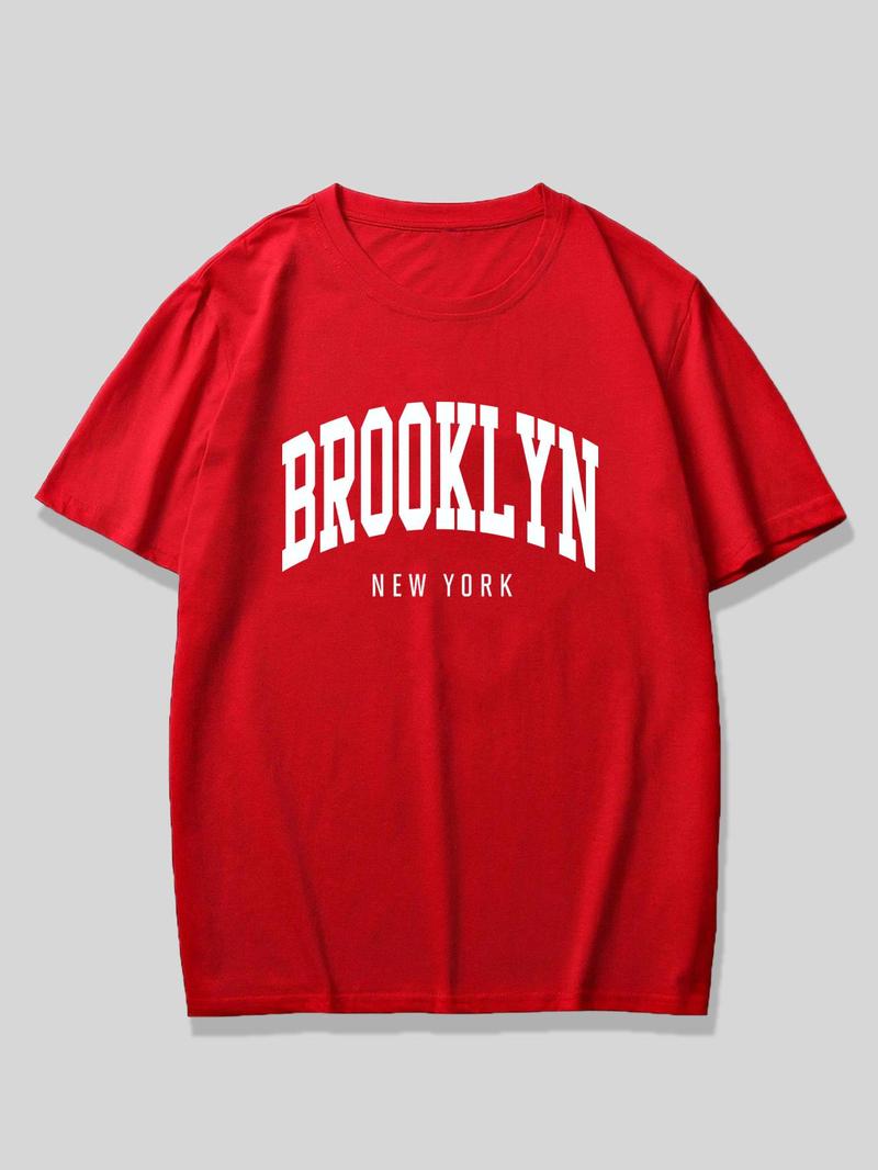 Product Introduction of 【Plus Size】 Letter Print Round Neck Tee, Regular Fit Casual Short Sleeve T-shirt for Daily Wear, Men's Clothing for All Seasons 3