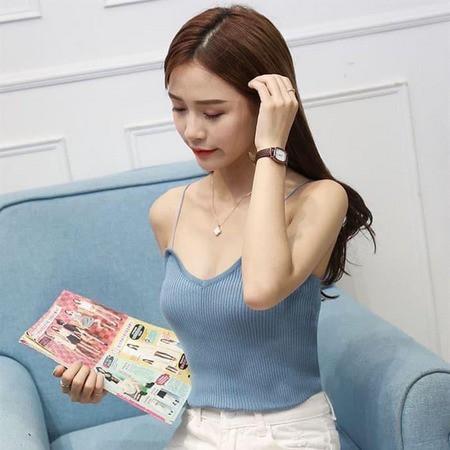 Kamisol Polos Rajut Wanita Ukuran Fit to LLD - , Atasan  Cewek Hitam Panjang atasan  rajut croptop remaja atasan  & tube dasar remaja Basic tank top tank  top Simple kaos  crop Dewasa 4