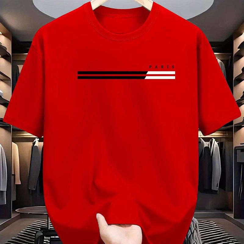 Men's summer casual T-shirt simple digital print plus loose short sleeved top 3