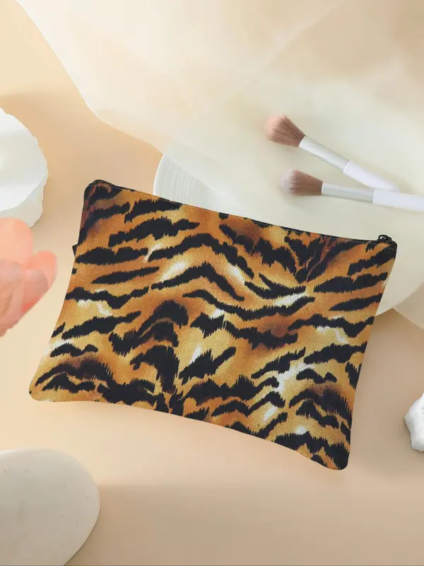 Tiger Stripe Pattern Makeup Bag, Casual Fashion Lightweight Multi-functional Makeup Bag, Travel Makeup Bag, Suitable for Leisure Travel, Business Trips 6
