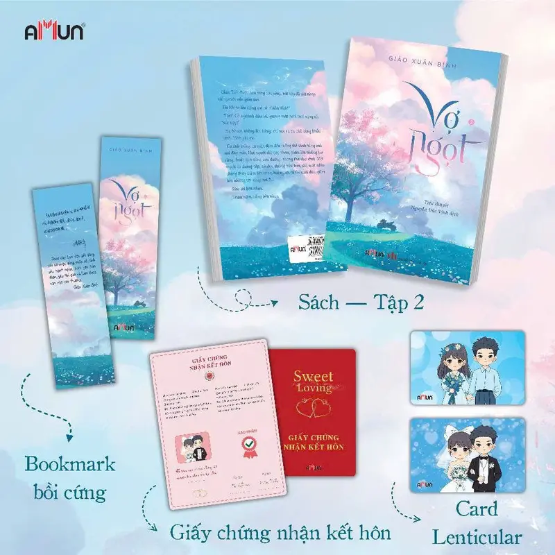 Sách - Vợ ngọt - Full quà Bookmark, postcard , giấy kết hôn - Truyện  ngôn tình - Giảo Xuân Bính 2