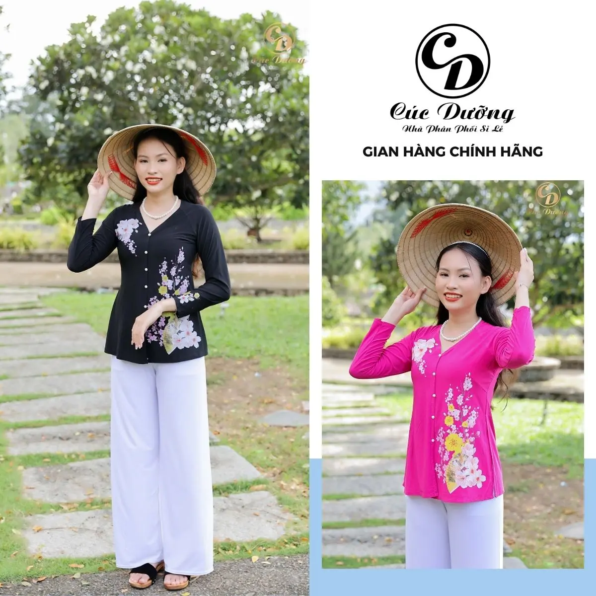Áo Bà Ba Dài Tay Cổ Tim Cách Tân Hoạ Tiết Hoa Mai Hoa Đào Vải Thun Co Giãn Áo Đi Chùa Đi Chơi Tết