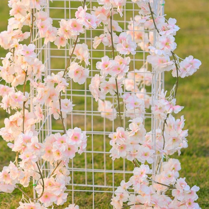 Product Introduction of maxinthe Creative Multicolor Artificial Flower Cherry Vine DIY Accessories Ornament Simulation Flower Rattan Photo Props Silk Petal Lifelike Plant Wall Wedding Arch 13
