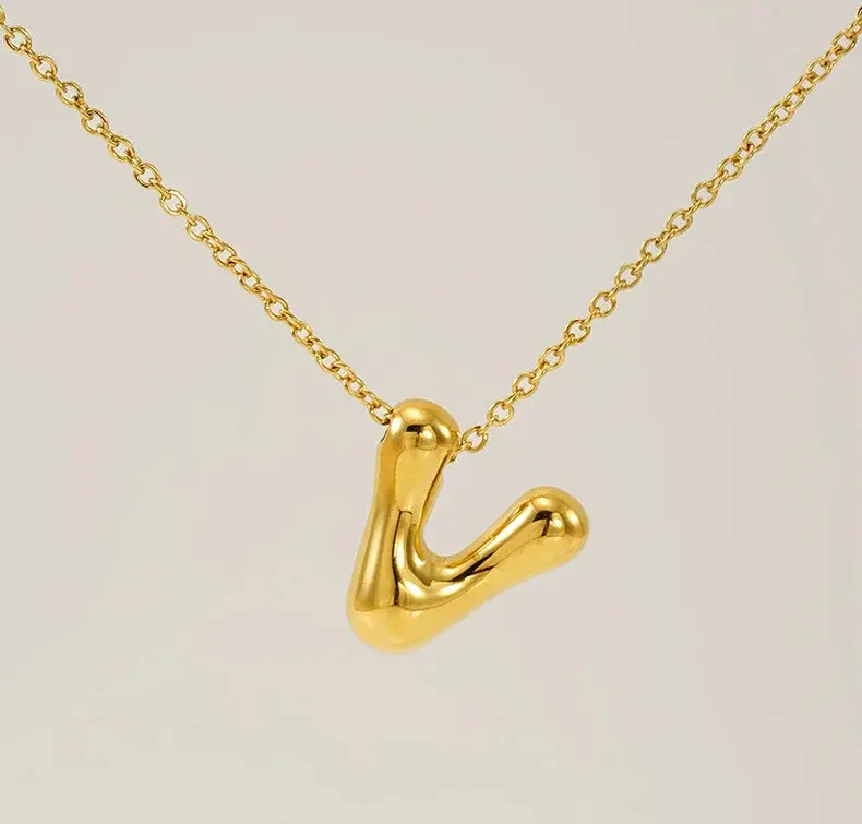Product Introduction of 26 Initial Letter 18K Stainless Steel Balloon Bubble Necklace For Women Personalized Jewelry Gift Wholesales 2