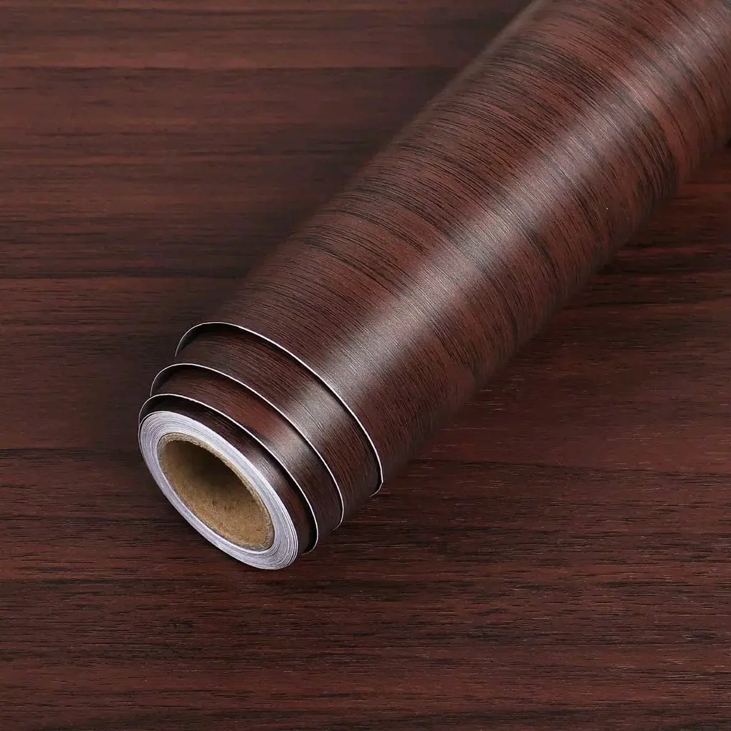 Wallpaper Stiker Dinding Motif Kayu Cokelat Tua Ukuran 45 cm x 8 meter Kertas Pvc
