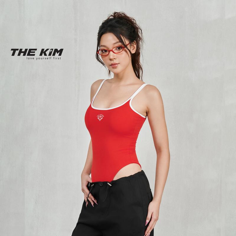 THE KIM Áo bodysuit 2 dây ( có mút ngực ) , đáy áo có cúc bấm, chất liệu cotton 2 lớp vải A217