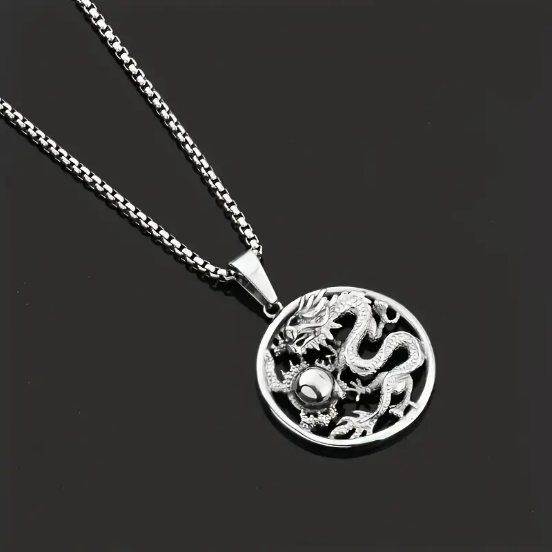 Vintage Zodiac Dragon Pendant Necklace in Punk Style, Lucky Amulet for Festivals and Parties delicate gift 2