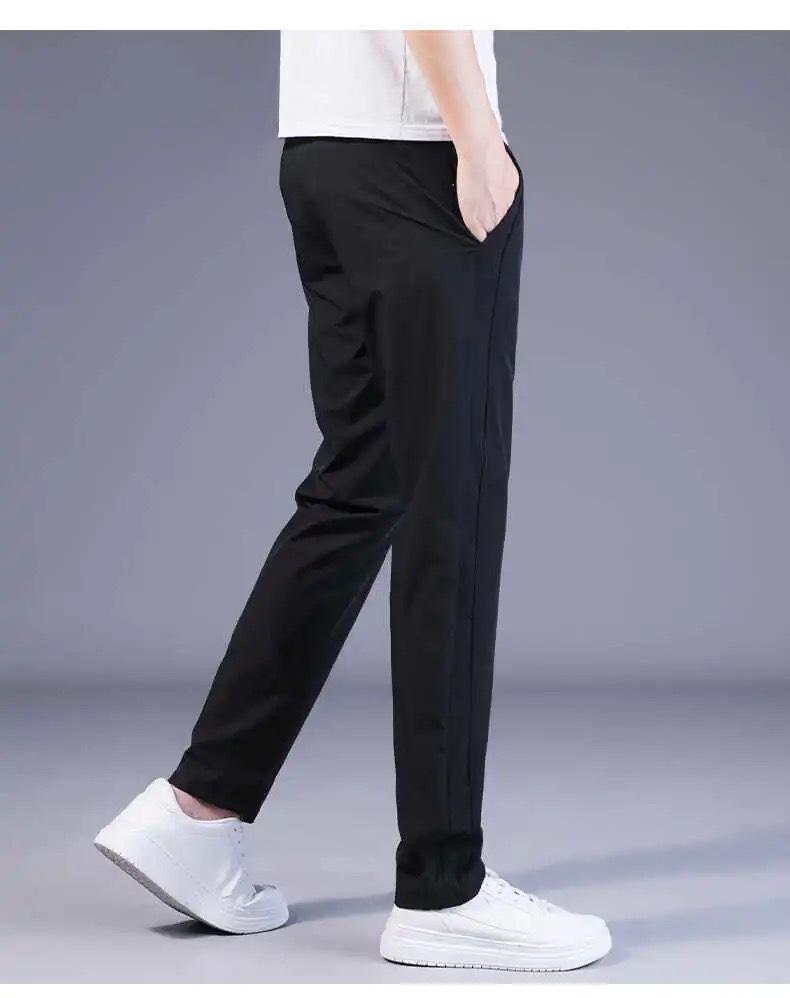 Product Introduction of Men's Ice Silk Pants Loose Breathable Straight Slim Casual Pants Summer Thin Long Pants Elastic Men's Sports Wholesale 15