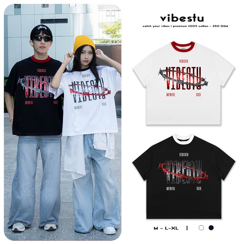 Áo Thun Local Brand VIBESTU "Chain Hook" Boxy Form Rộng Unisex 250Gsm Vải Cotton