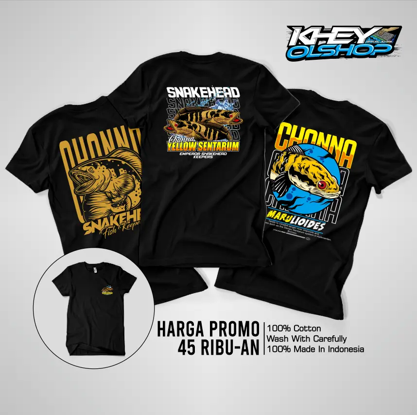 KAOS BAJU CHANNA YELLOW SENTARUM | CHANNA YS | KAOS SNAKEHEAD PREDATOR FISH KEEPERS MURAH HARGA PROMO Combed