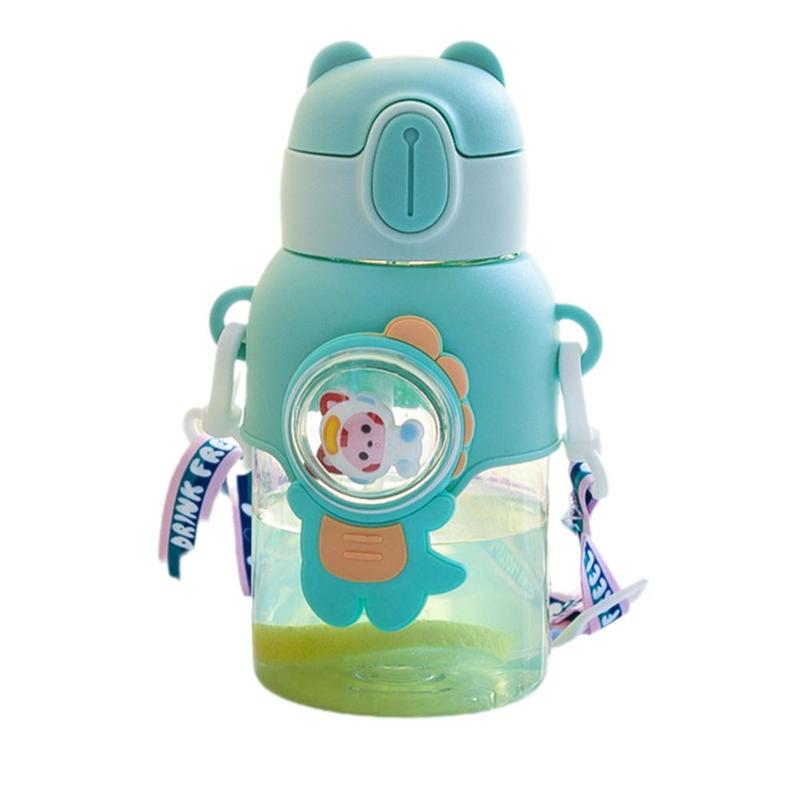 Product Introduction of Kawaii Children's Water Bottle With Straw And Shoulder Strap 600ml Cute Large Capacity Toddler Water Bottles 32
