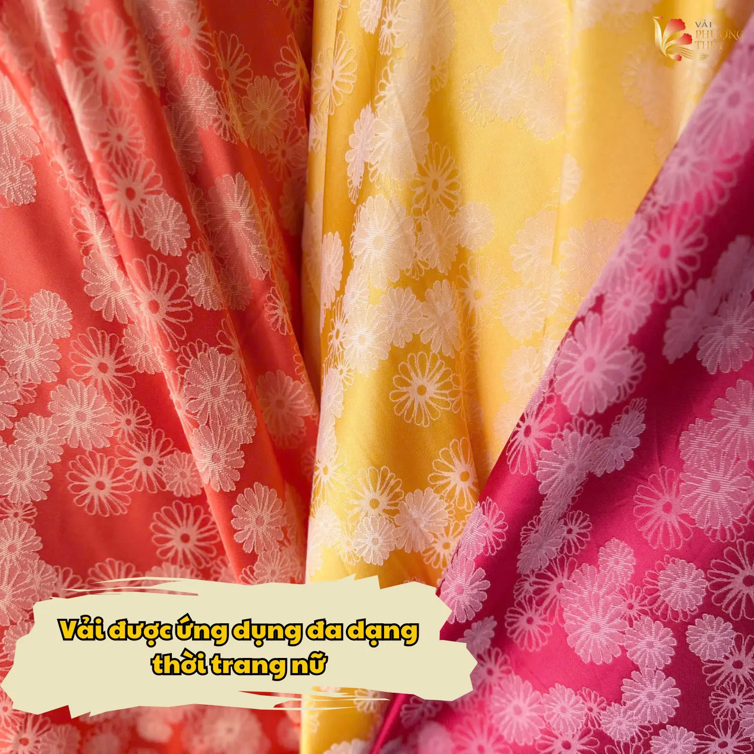 Vải lụa gấm hoa Phượng Thúy may áo dài đồ bộ bà ba, họa tiết dệt sang trọng, co giãn mềm mịn khổ ngang 1m50 Voi Pin