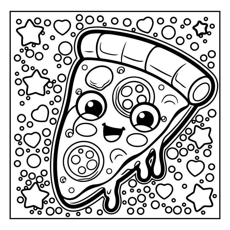 Product Introduction of Pizza Pattern Coloring Book, 1 Count Pizza Pattern Coloring Book, Stress Relief Coloring Book for Friend Kids Students 4
