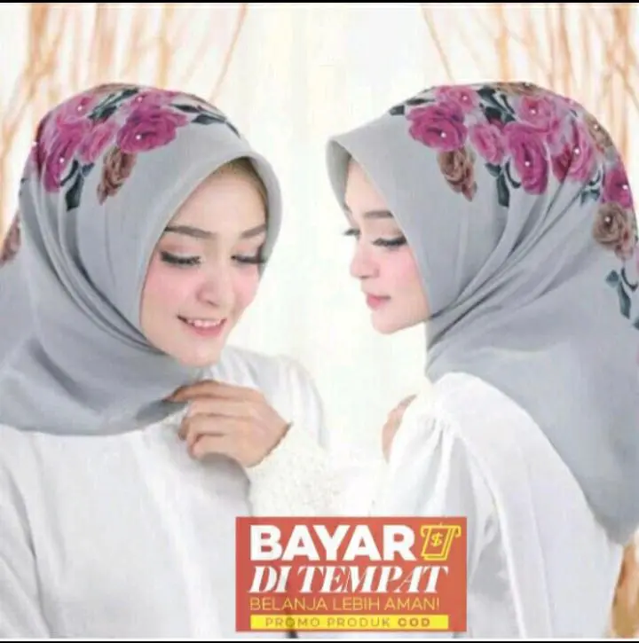 Hijab segi empat Bella square printing motif bunga mawar Pernikahan