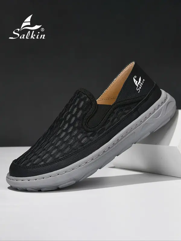 Men's Minimalist Plain Mesh Slip on Sneakers, Casual Comfortable Breathable Low Top Sneakers, Fashionable Sneakers for Daily Wear, Sports Shoes 1