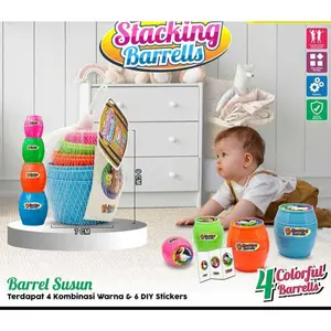 [RKC04050-1] Mainan Edukasi Anak Bayi STACKING BARREL - Mainan Susun Tumpuk Tong Warna