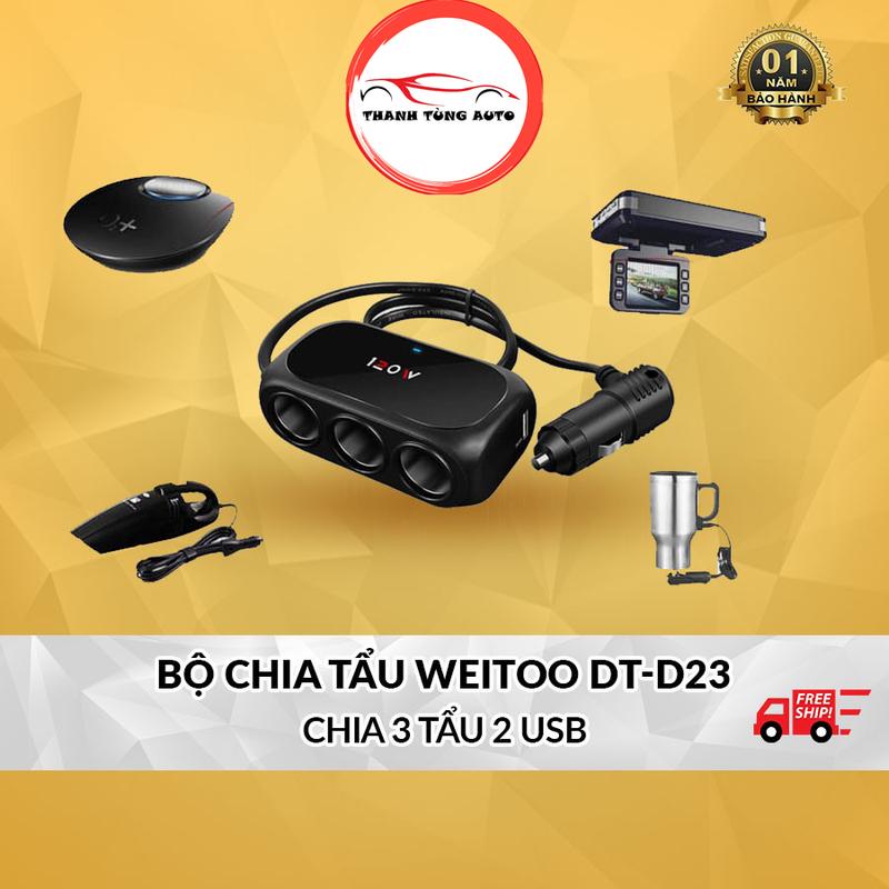 Bộ chia tẩu sạc ô tô 3 cổng + 2 USB Cao Cấp Phụ Kiện