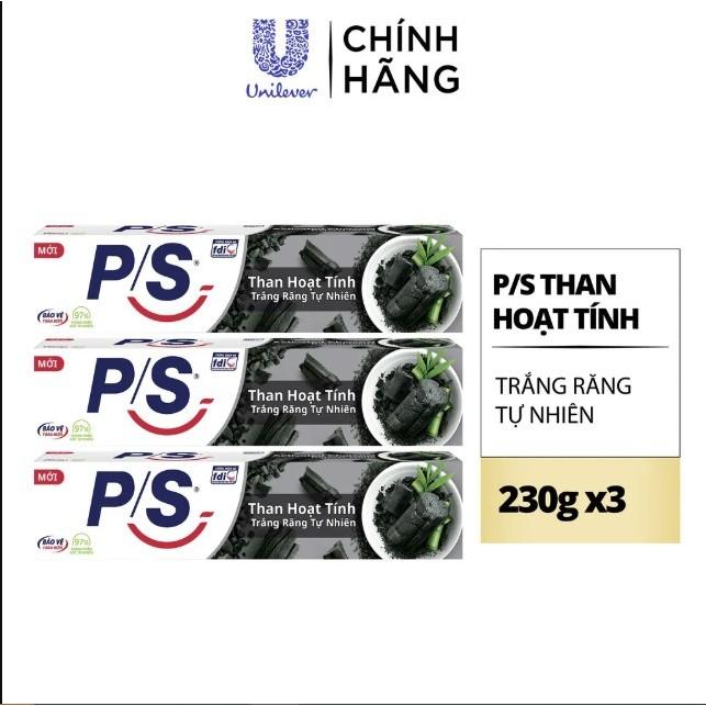 Combo 3 Kem Đánh Răng P/S Trắng Răng Than Hoạt Tính 230g