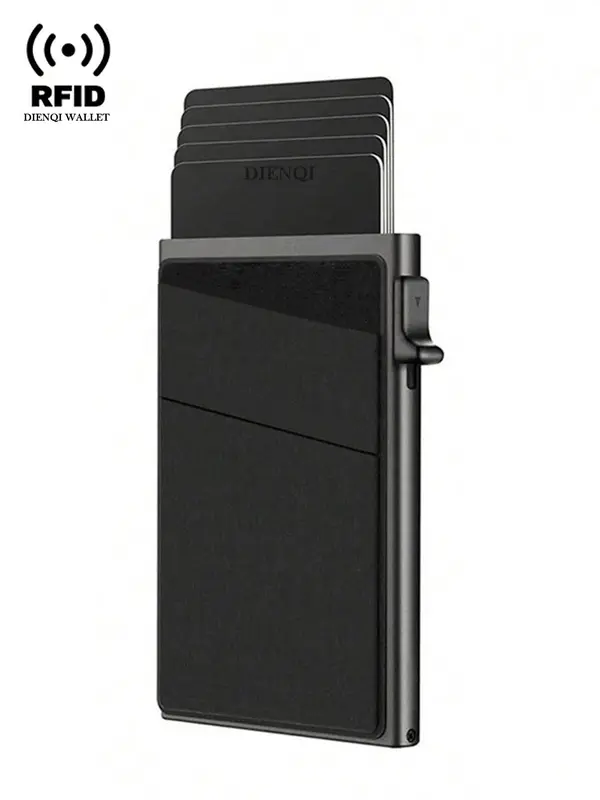 Minimalist Rfid Blocking Card Holder, Organizer Storage, Slim Thin Card Case with Automatic Pop-up Slot for Men, Money Clip & Lightweight Portable Card Holder, Card Organizer, Wallet for Men, Office Accessories 3