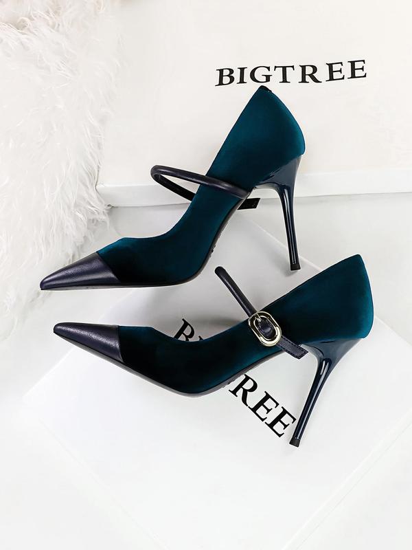 Women's Minimalist Temperament Solid Color Pointed Toe Stiletto Heels, Elegant Buckle Design High Heels for Party, Fashionable Heels for Women, Gift Ideas for Women Heelys, Shoes for Women 6